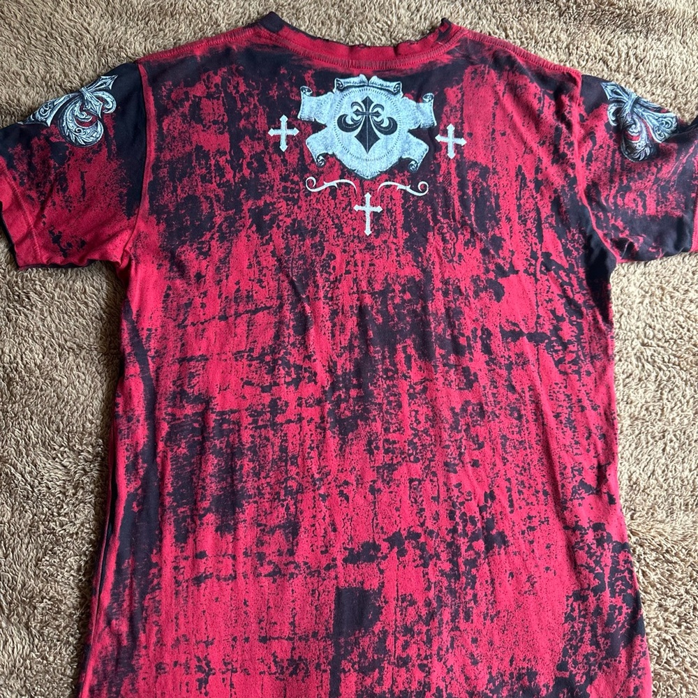 Affliction Red & Black Winged Cross Graphic Tee - Picture 2 of 2
